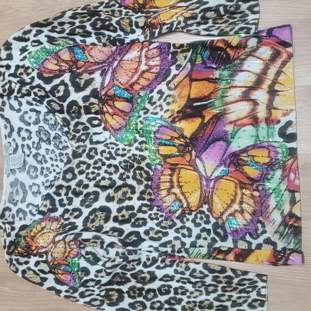 Caren Brook Leopard and butterfly top